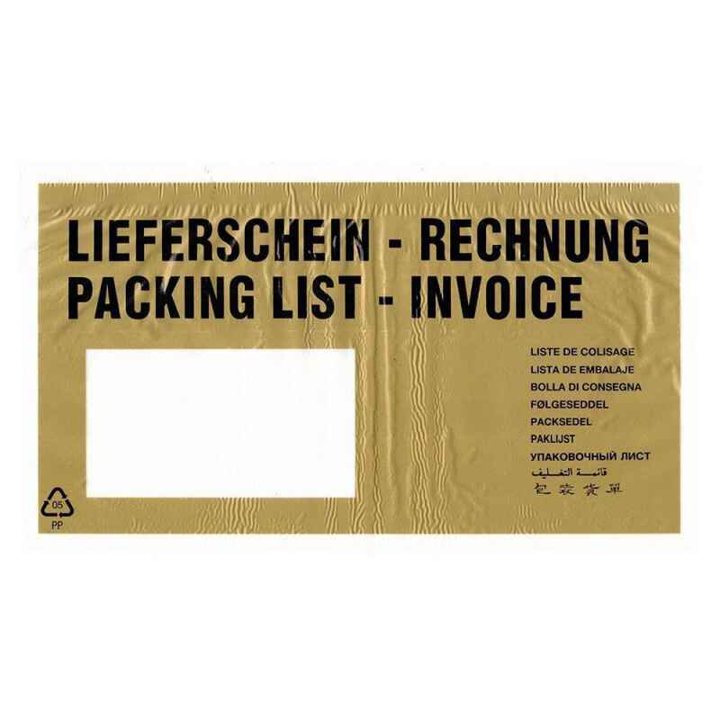 100 x Lieferscheintaschen / Dokumententaschen Begleitpapiertaschen DIN Lang GELB