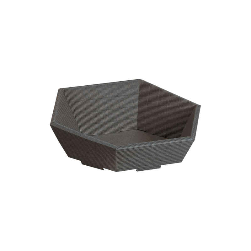 25 Stk Präsentkorb 6-Eck KLEIN WELLE ANTHRAZIT - 195 x 230 x 60/105 mm