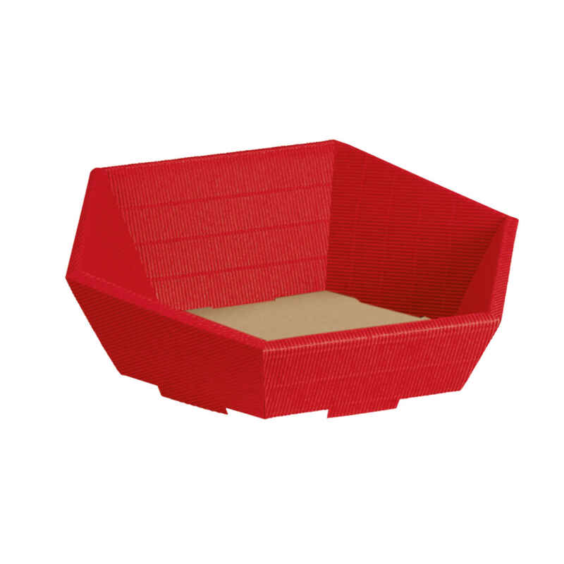 25 Stk Präsentkorb 6-Eck MITTEL WELLE ROT - 245 x 295 x 75/130 mm