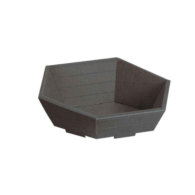 25 Stk Präsentkorb 6-Eck MITTEL WELLE ANTHRAZIT - 245 x 295 x 75/130 mm