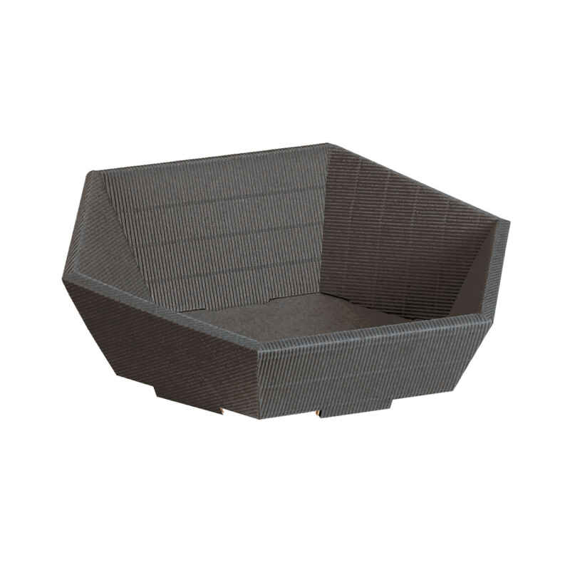 25 Stk Präsentkorb 6-Eck GROSS WELLE ANTHRAZIT - 300 x 355 x 90/155 mm