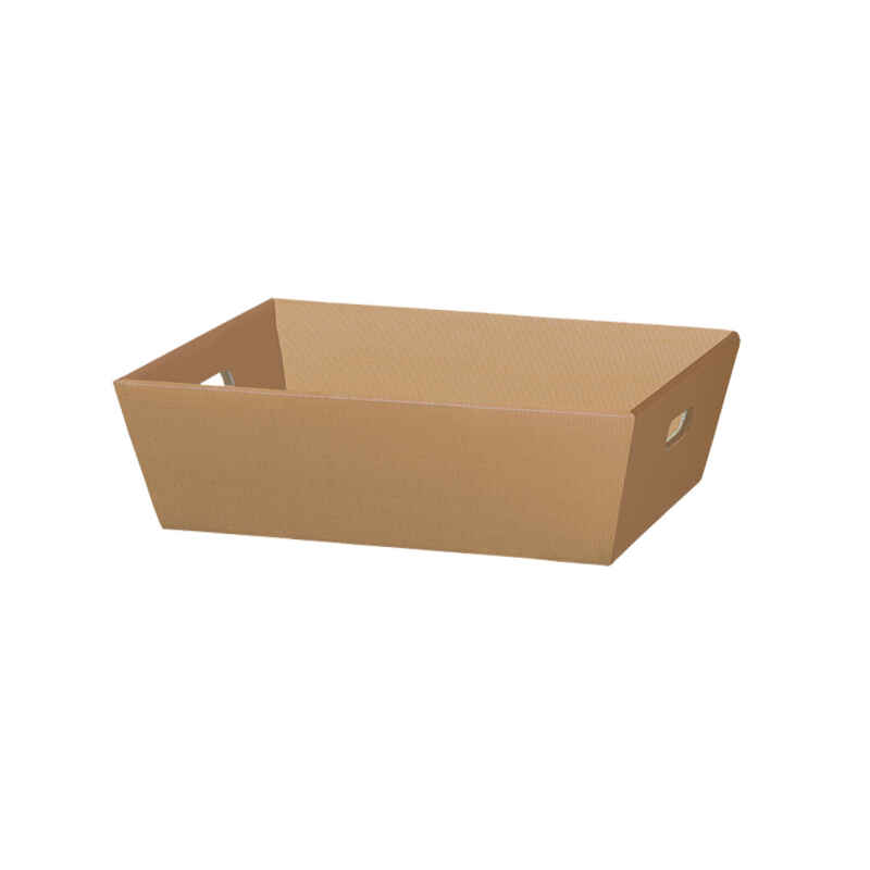 25 Stk Präsentkorb 4-Eck GROSS WELLE NATUR mit Griffen - 350 x 254 x 120 mm