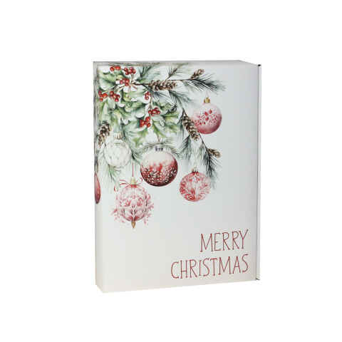 25 Stück Präsentkarton 3er Fibra Weiß Weihnachtskugeln - 360x260x93 mm