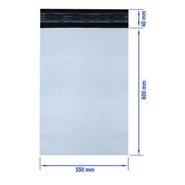 100 x LDPE Coex Folienversandtaschen 500x600+40mm 45my weiß